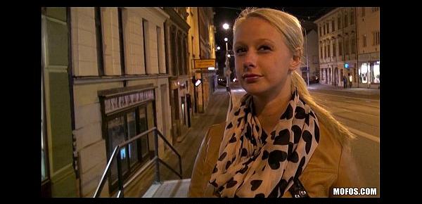  Cute blonde Czech student is paid for sex in public
